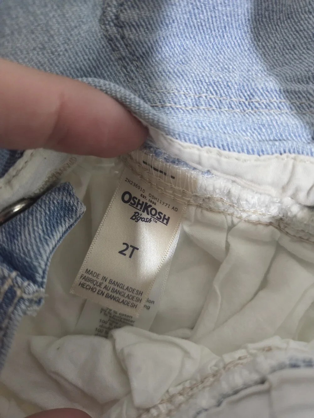 OshKosh B'gosh Light Blue Denim Bib with White Eyelet Skirt 2t Girls Toddler